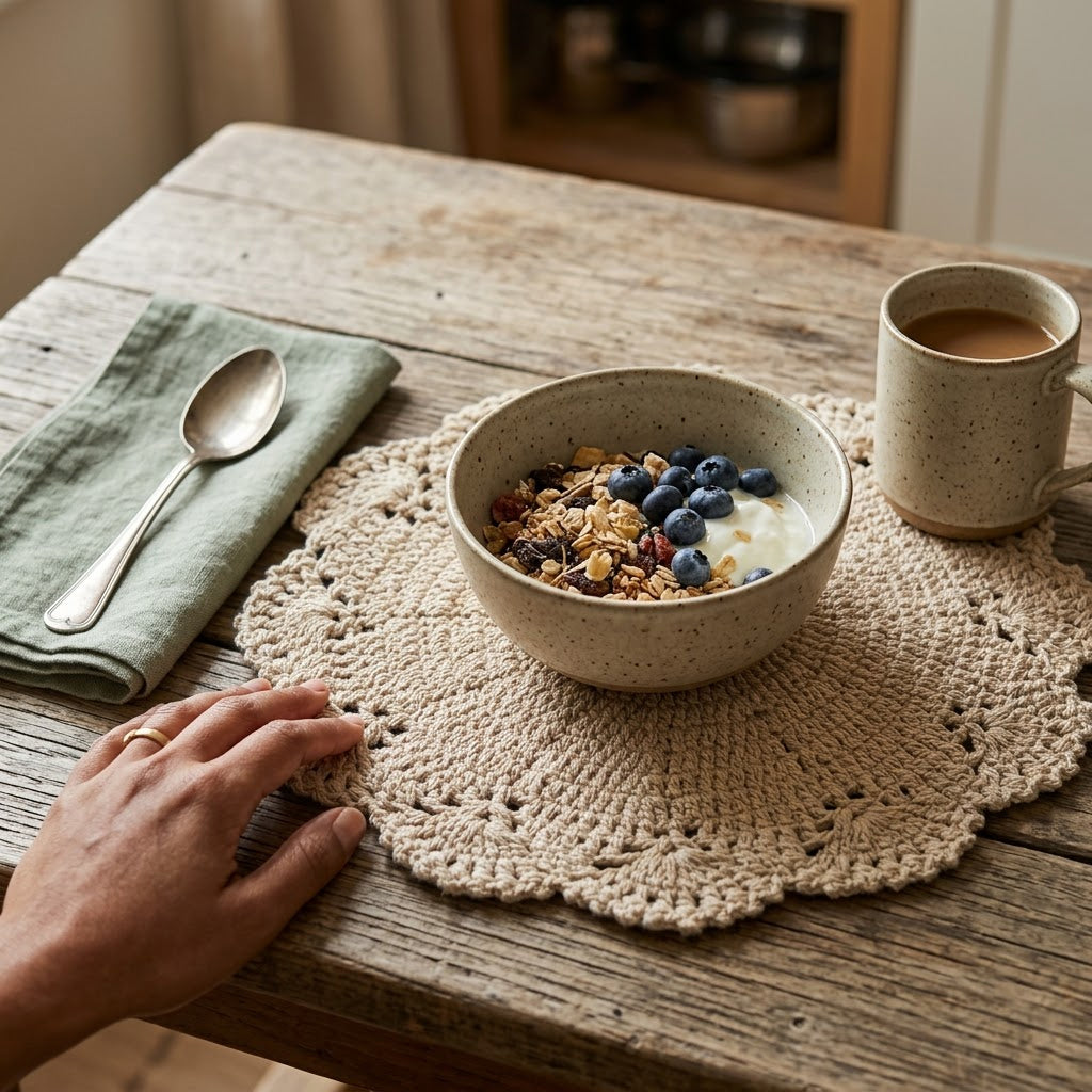 Cozy Weave Crochet Placemat - Ivory