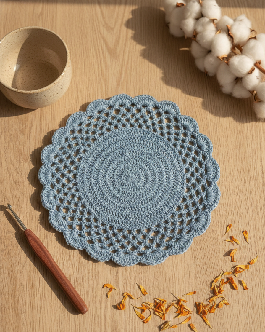 Cozy Weave Crochet Placemat - Blue