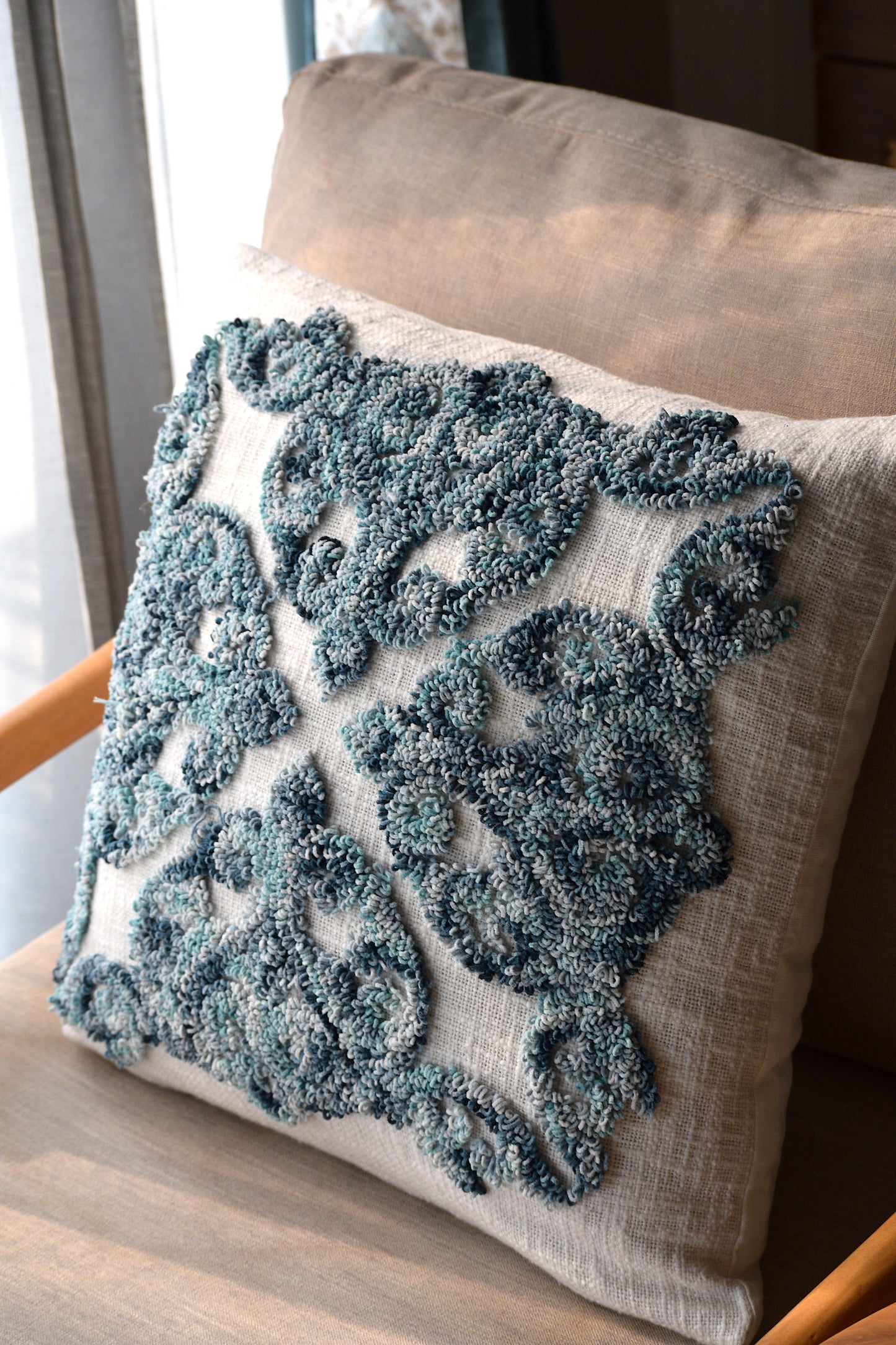 Damask (Blue) Cushion Cover