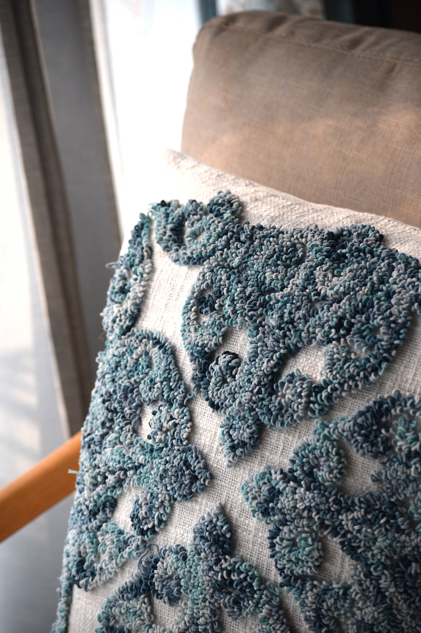 Damask (Blue) Cushion Cover