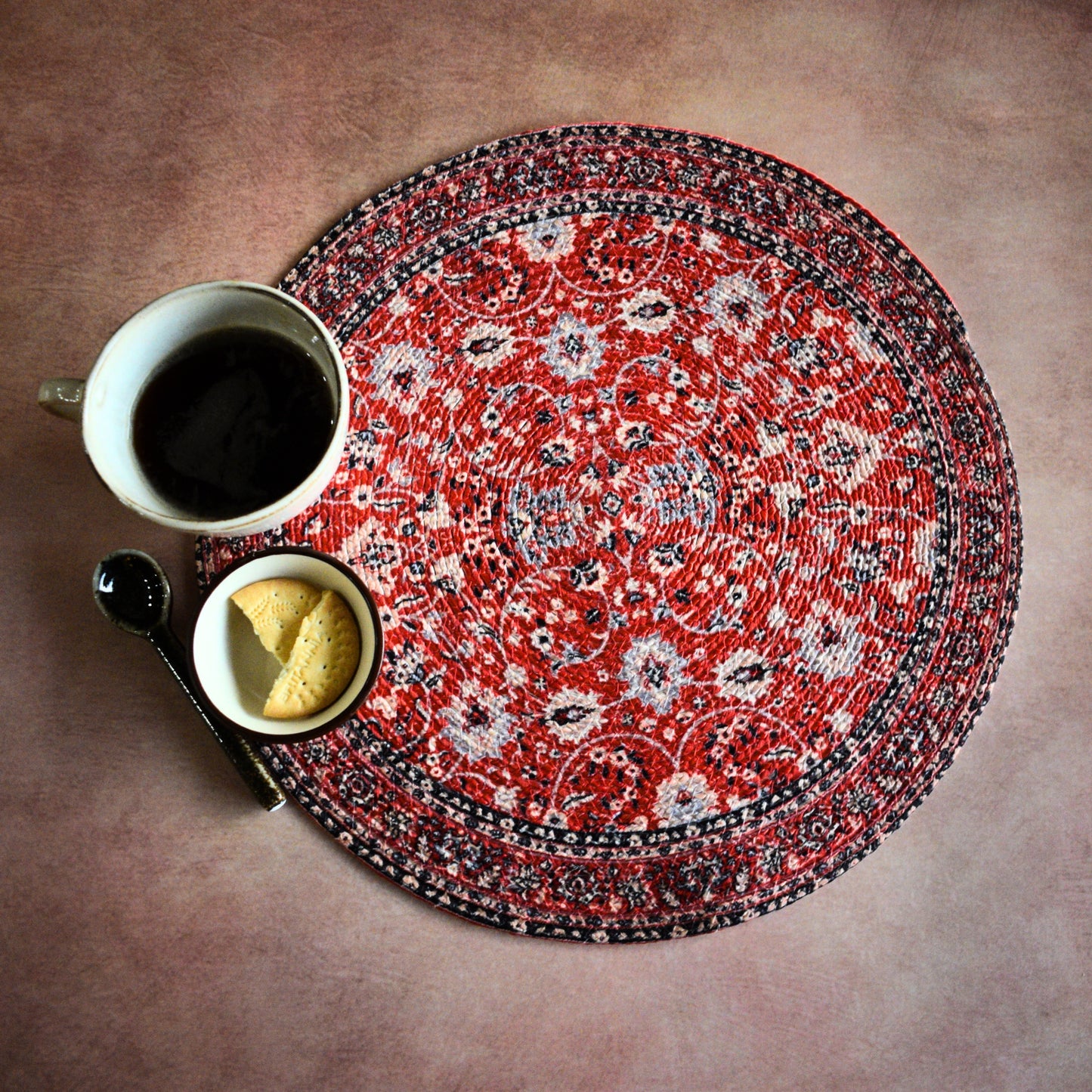 Heritage Printed Table Mat ( Maroon )