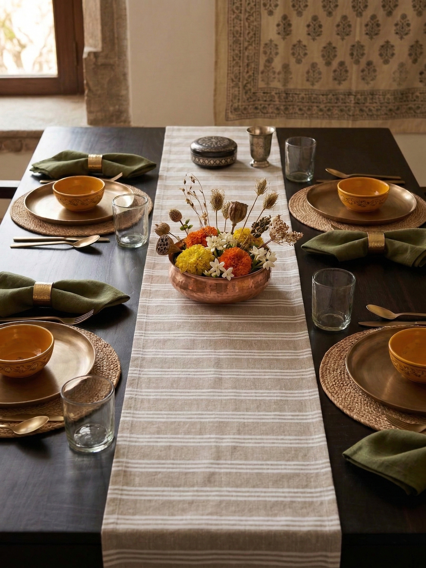 Linen Stripe Table Runner