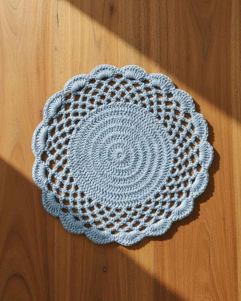 Cozy Weave Crochet Placemat - Blue