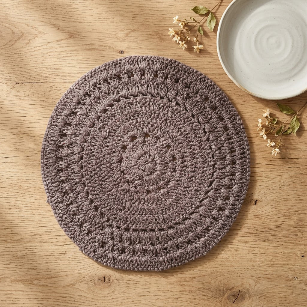 Cozy Weave Crochet Placemat - Grey