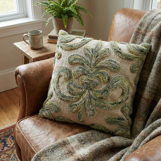 Sage Damask Cushion