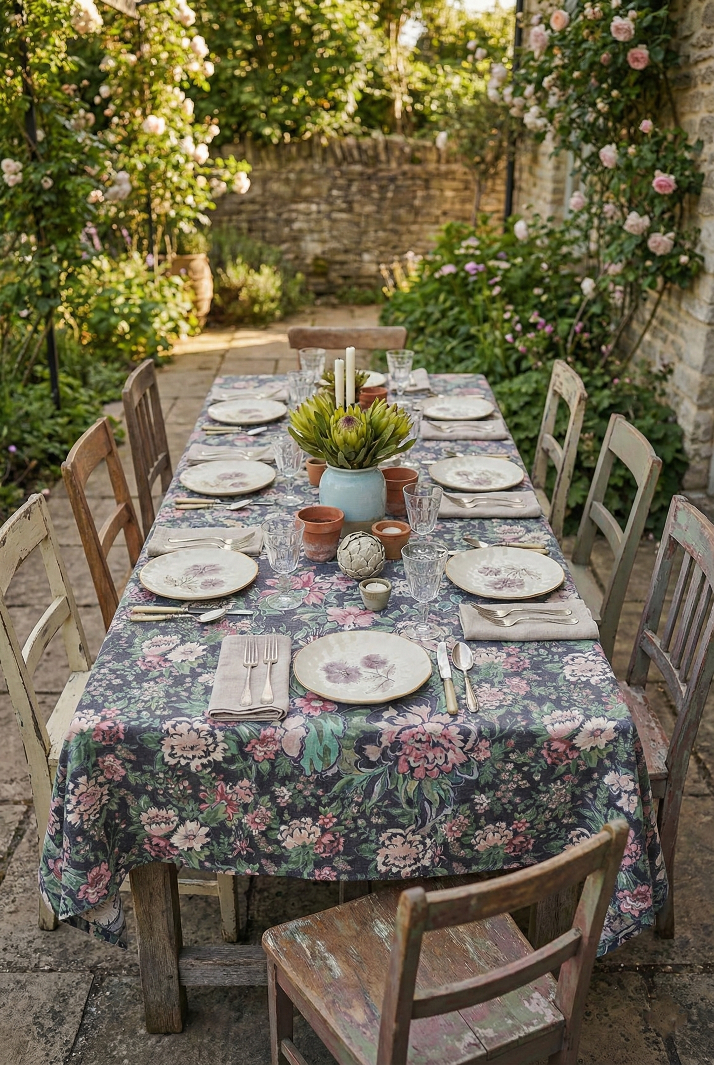 Garden Sketch Lines Table Cloth