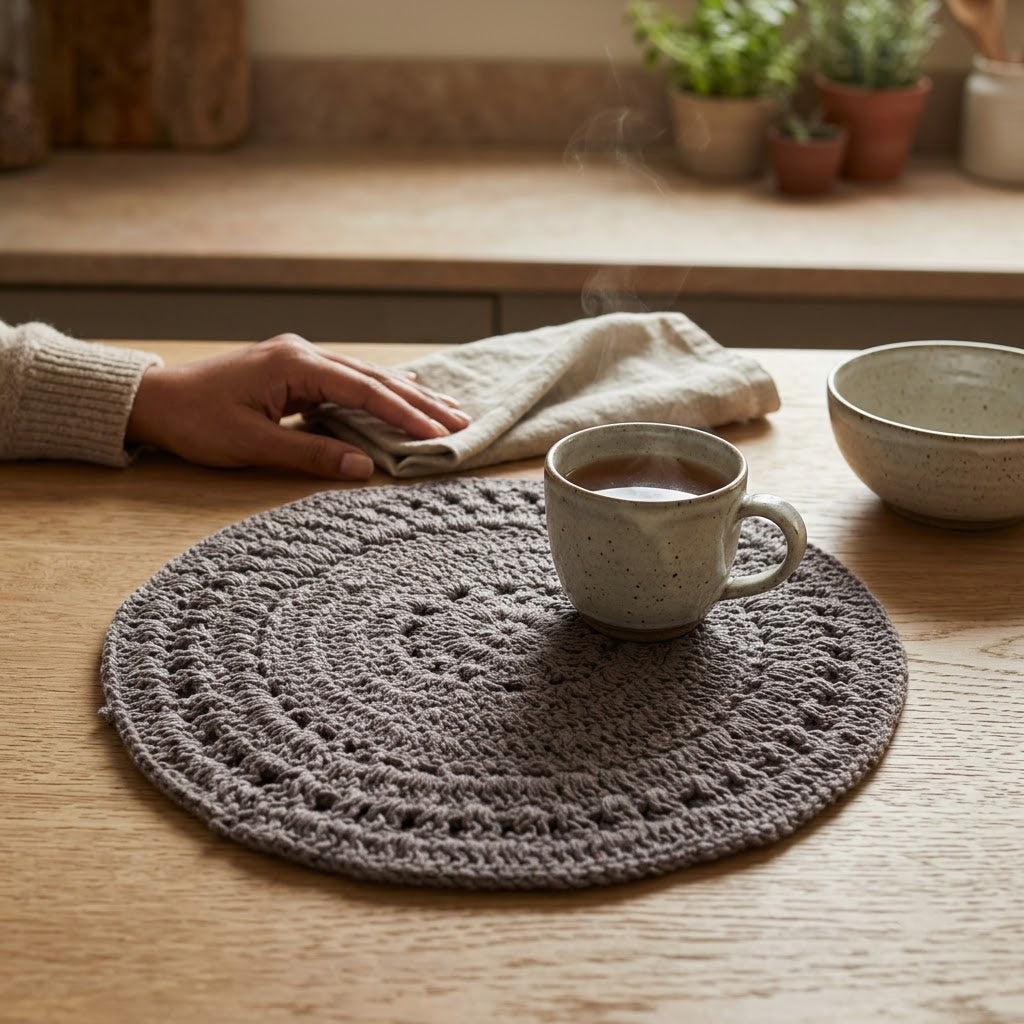 Cozy Weave Crochet Placemat - Grey