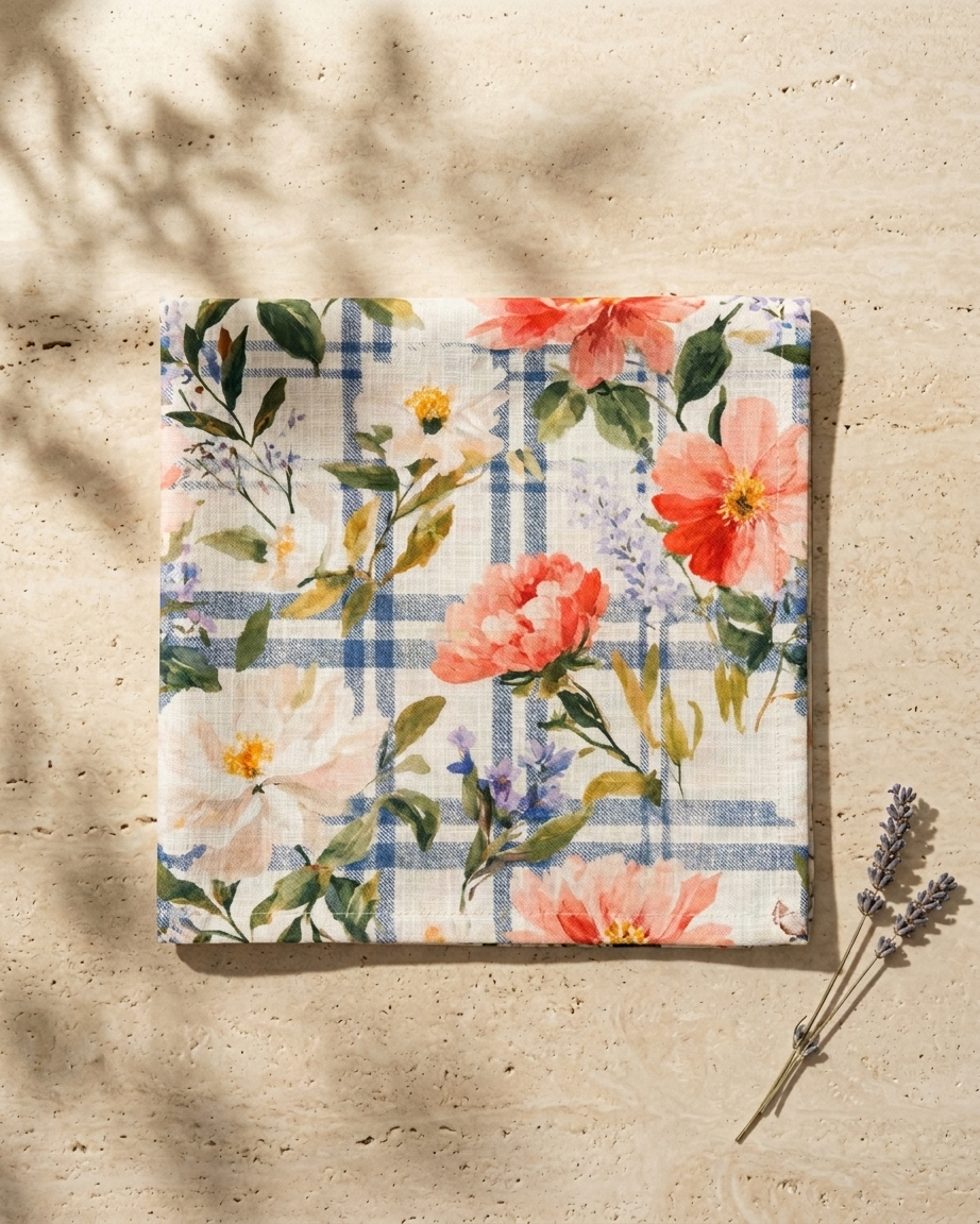 Plaid Peony Table Cloth