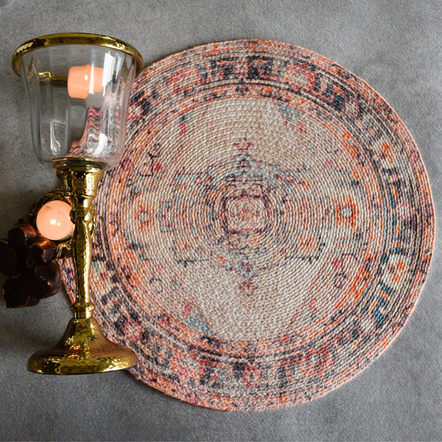 Heritage Printed Table Mat ( Peach )