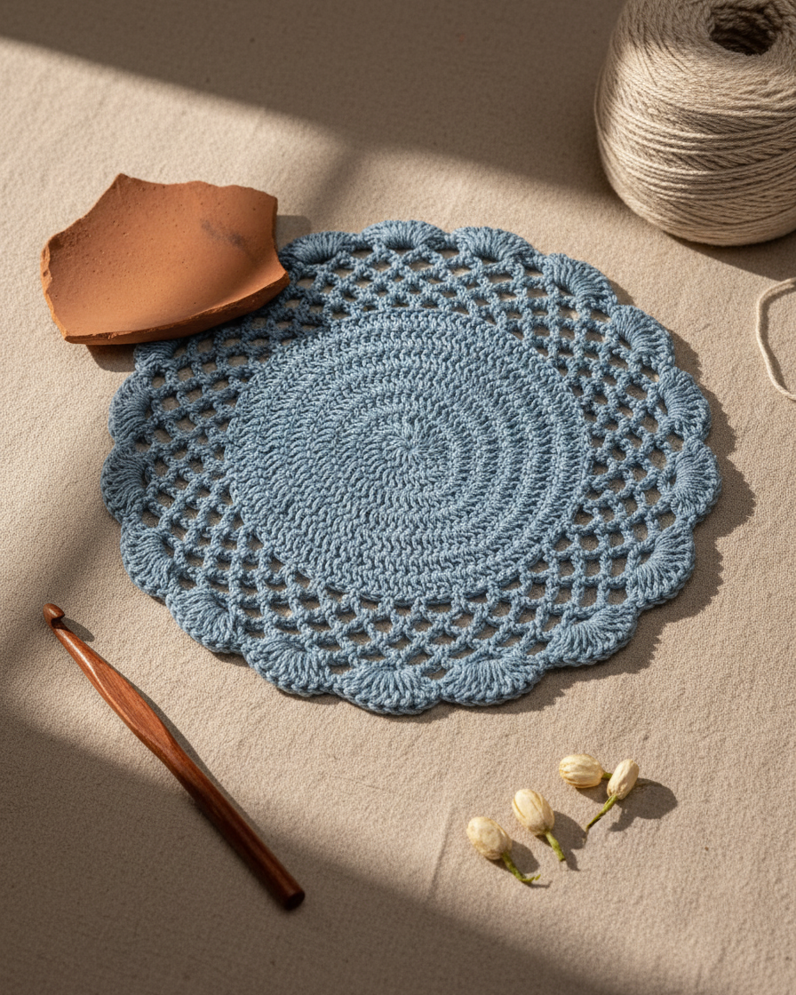 Cozy Weave Crochet Placemat - Blue