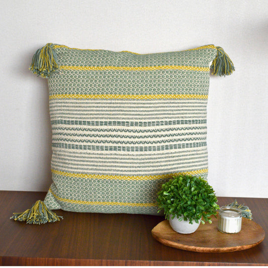 Lino Weave Cushion Cover (Green)