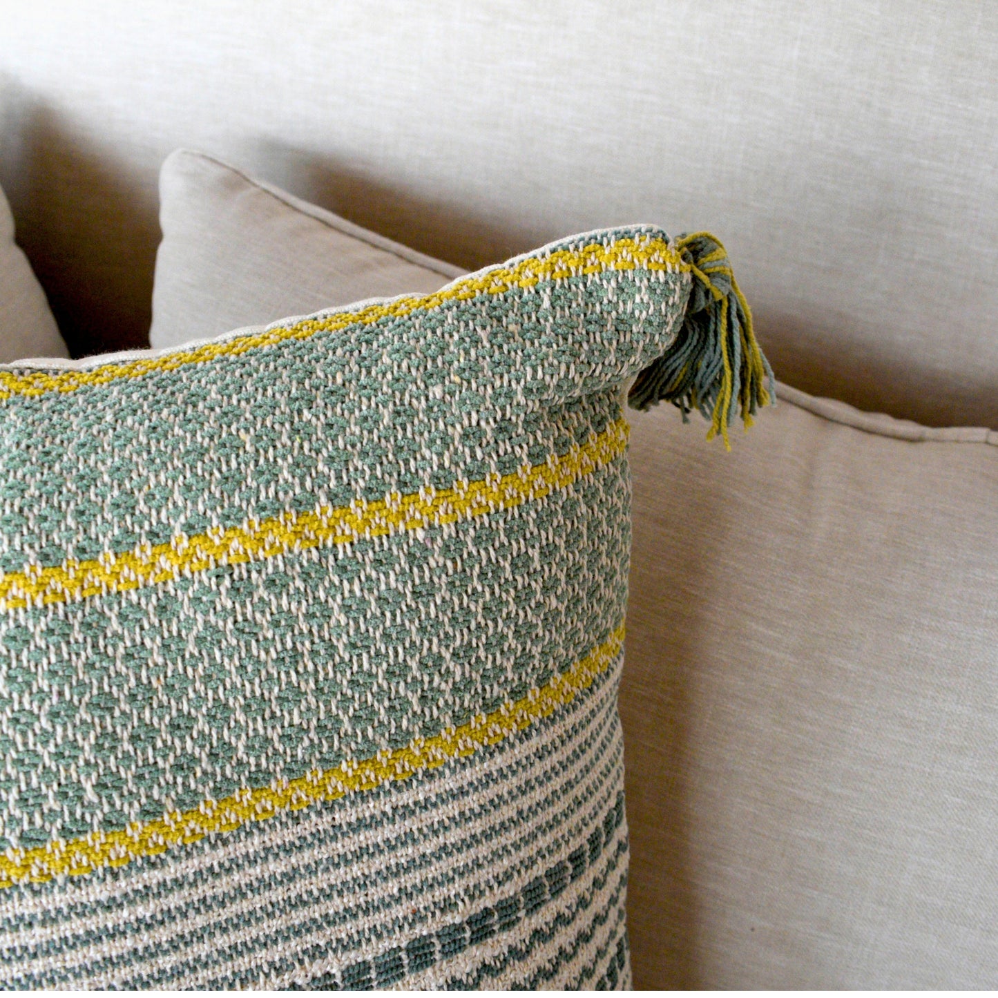 Lino Weave Cushion Cover (Green)