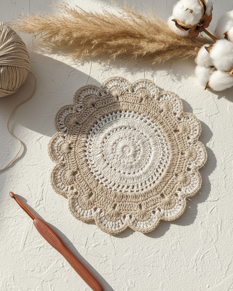 Cozy Weave Crochet Placemat - Beige
