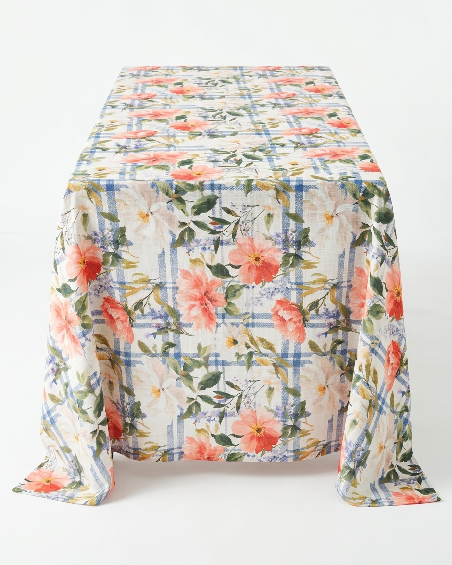 Plaid Peony Table Cloth