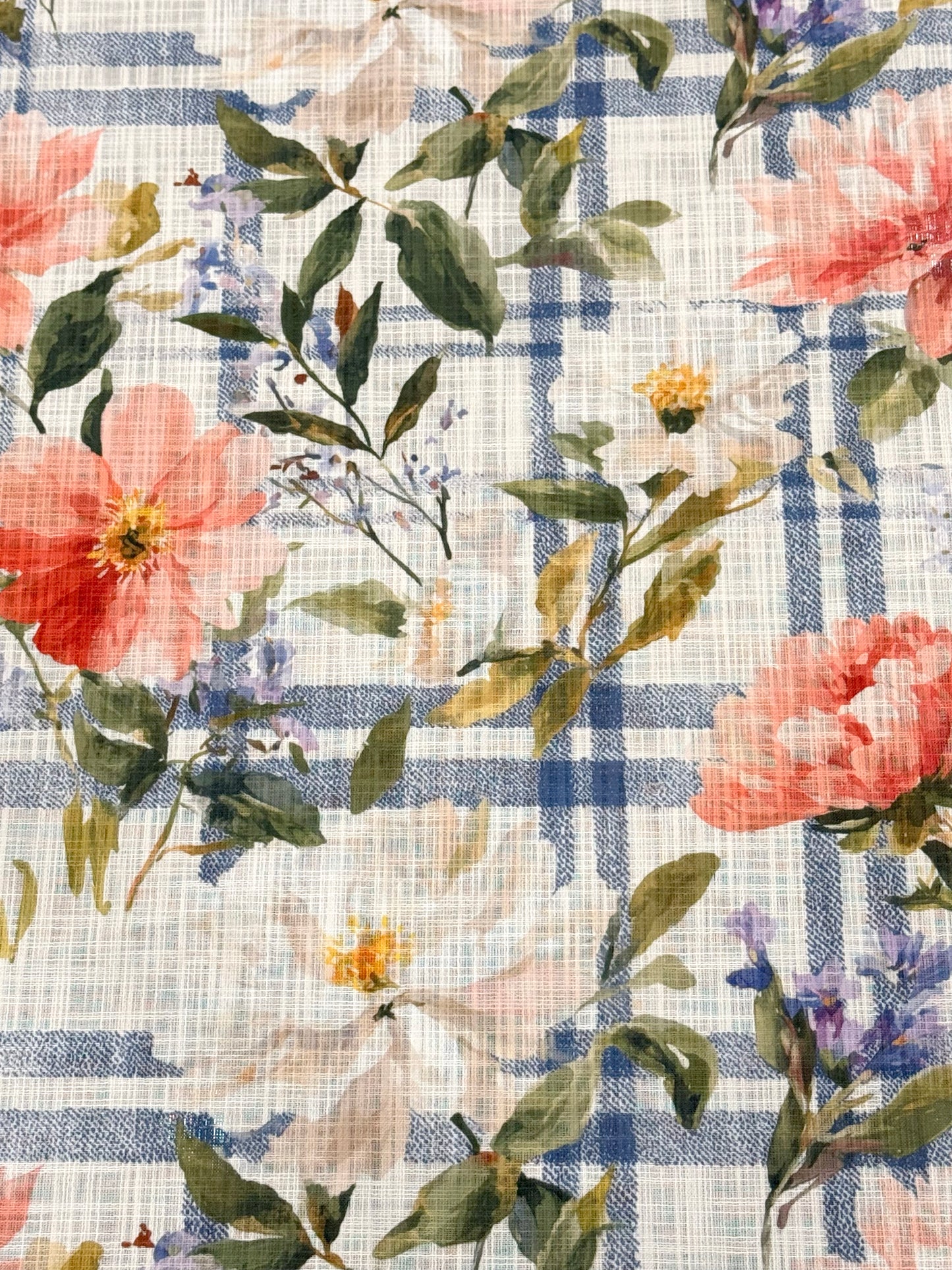 Plaid Peony Table Cloth
