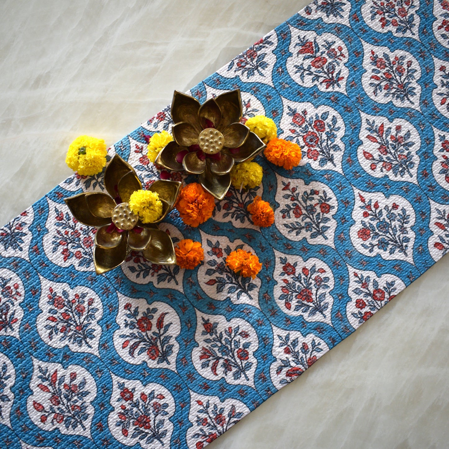 Anaya Aura - Oval Table Runner  (Blue)