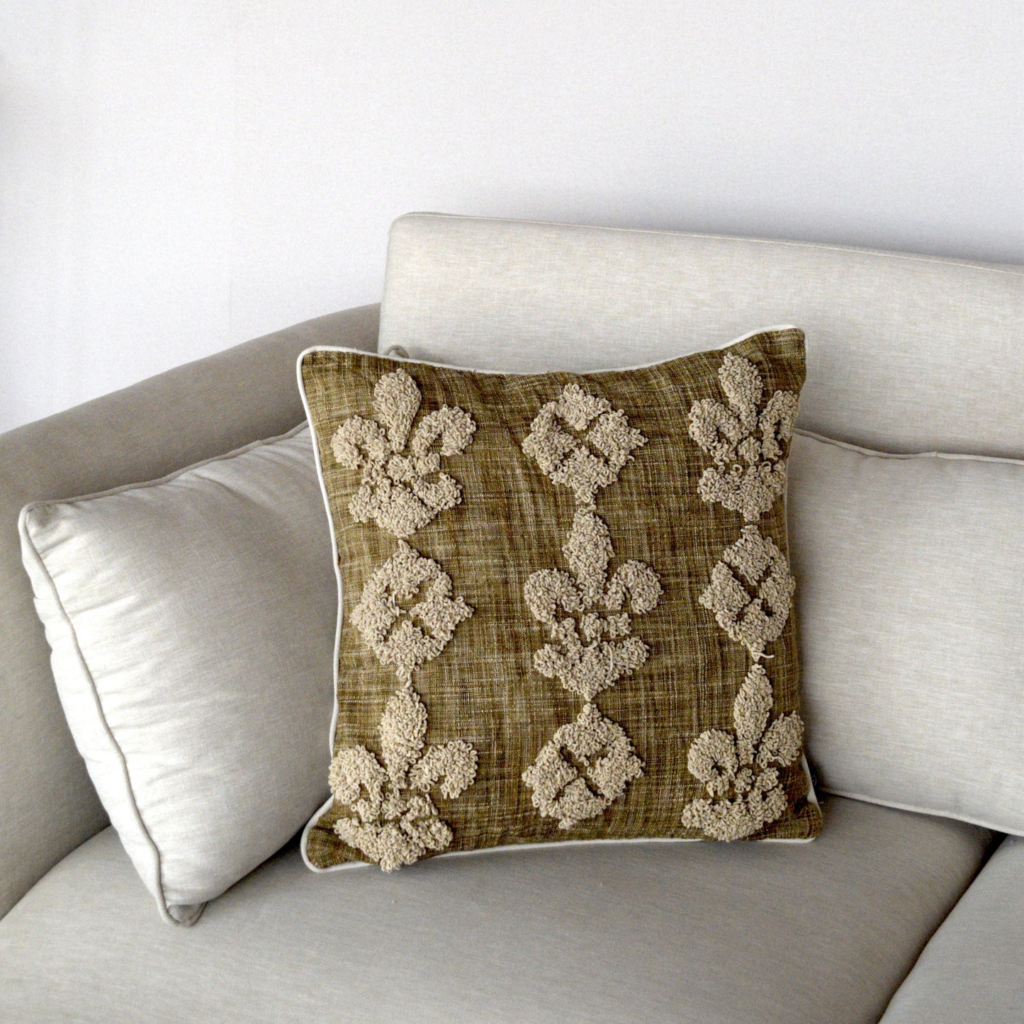 Ornate Grove(Taupe) - Cushion Cover