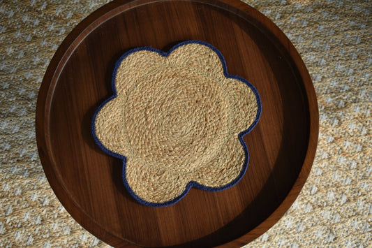 Flora Jute Placemat - Navy