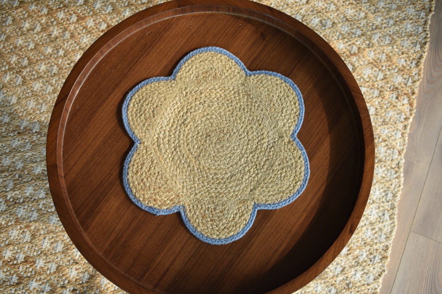 Flora Jute Placemat - Light Blue