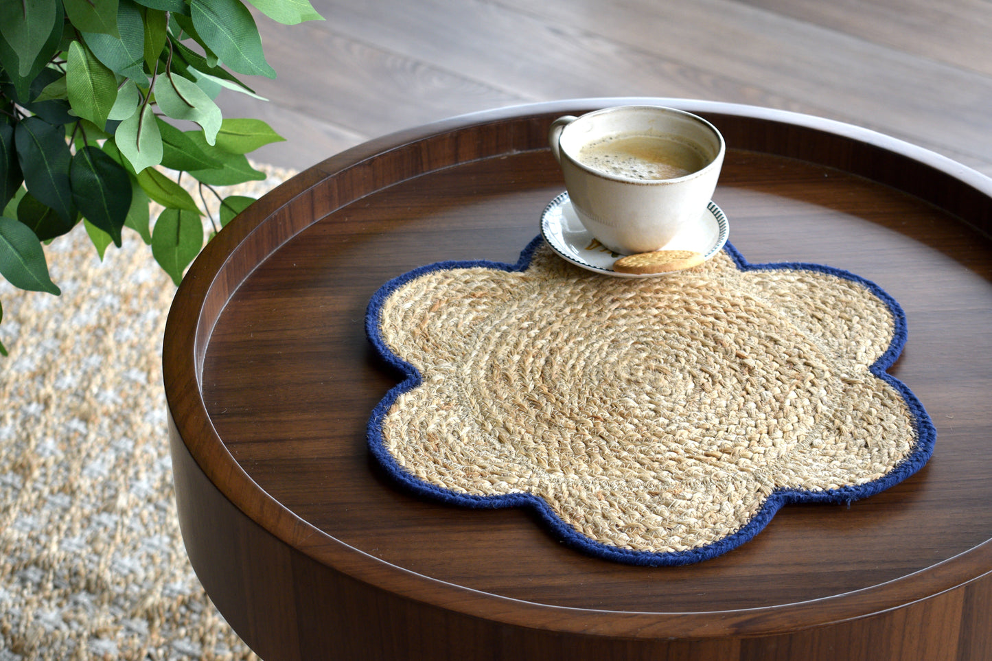 Flora Jute Placemat - Navy