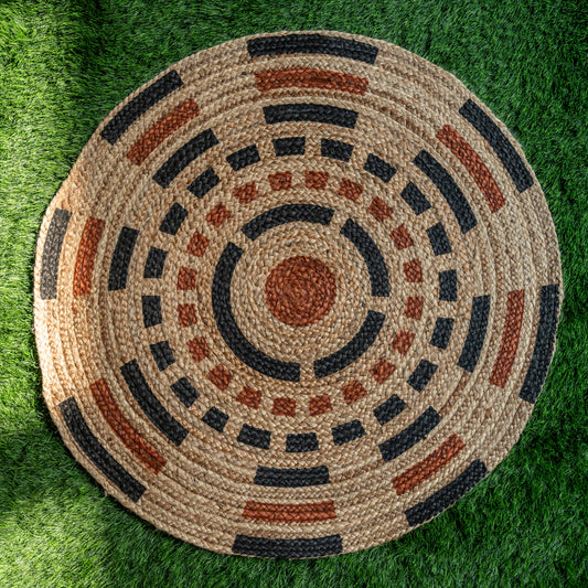 Fulani Round Printed Jute Floor Mat