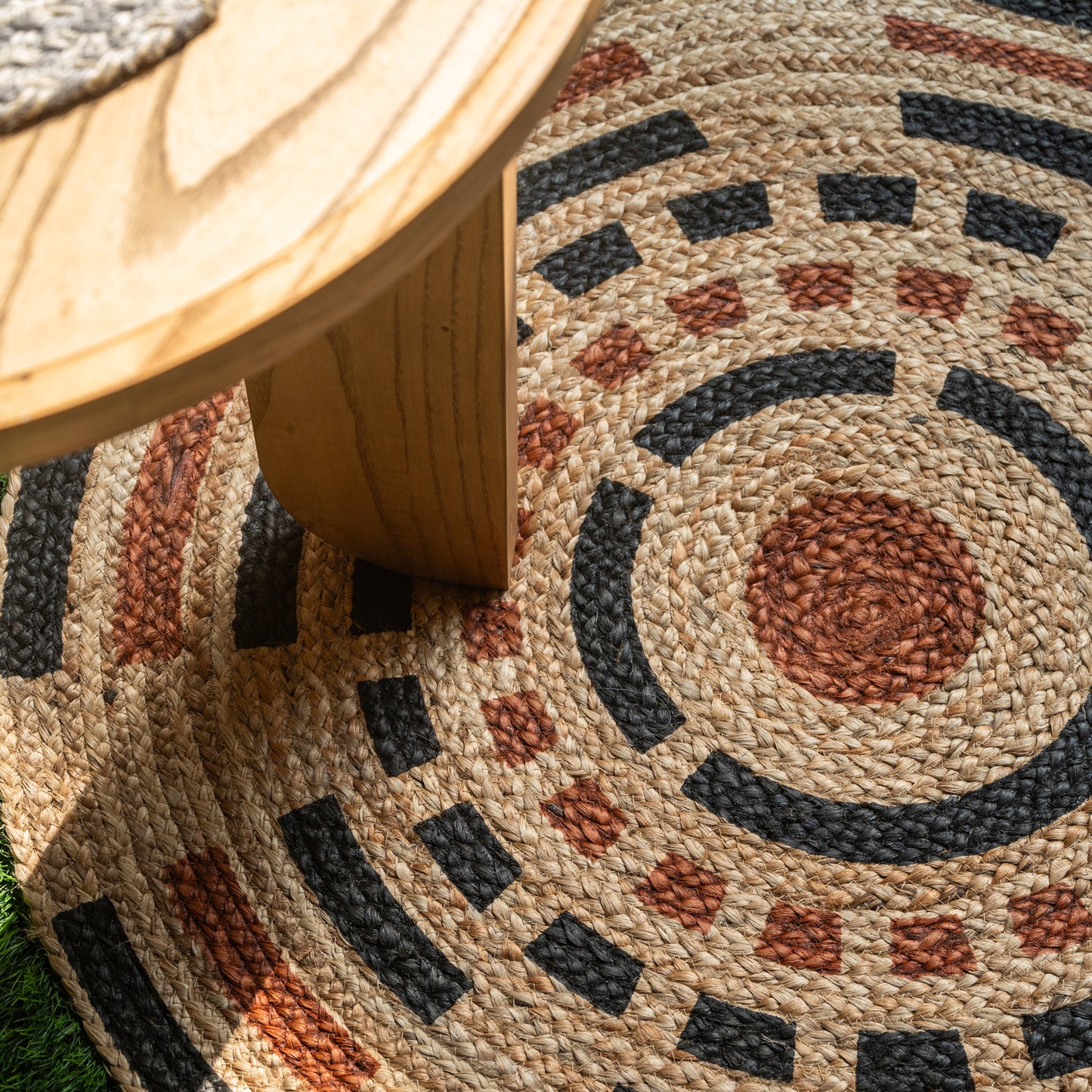 Fulani Round Printed Jute Floor Mat