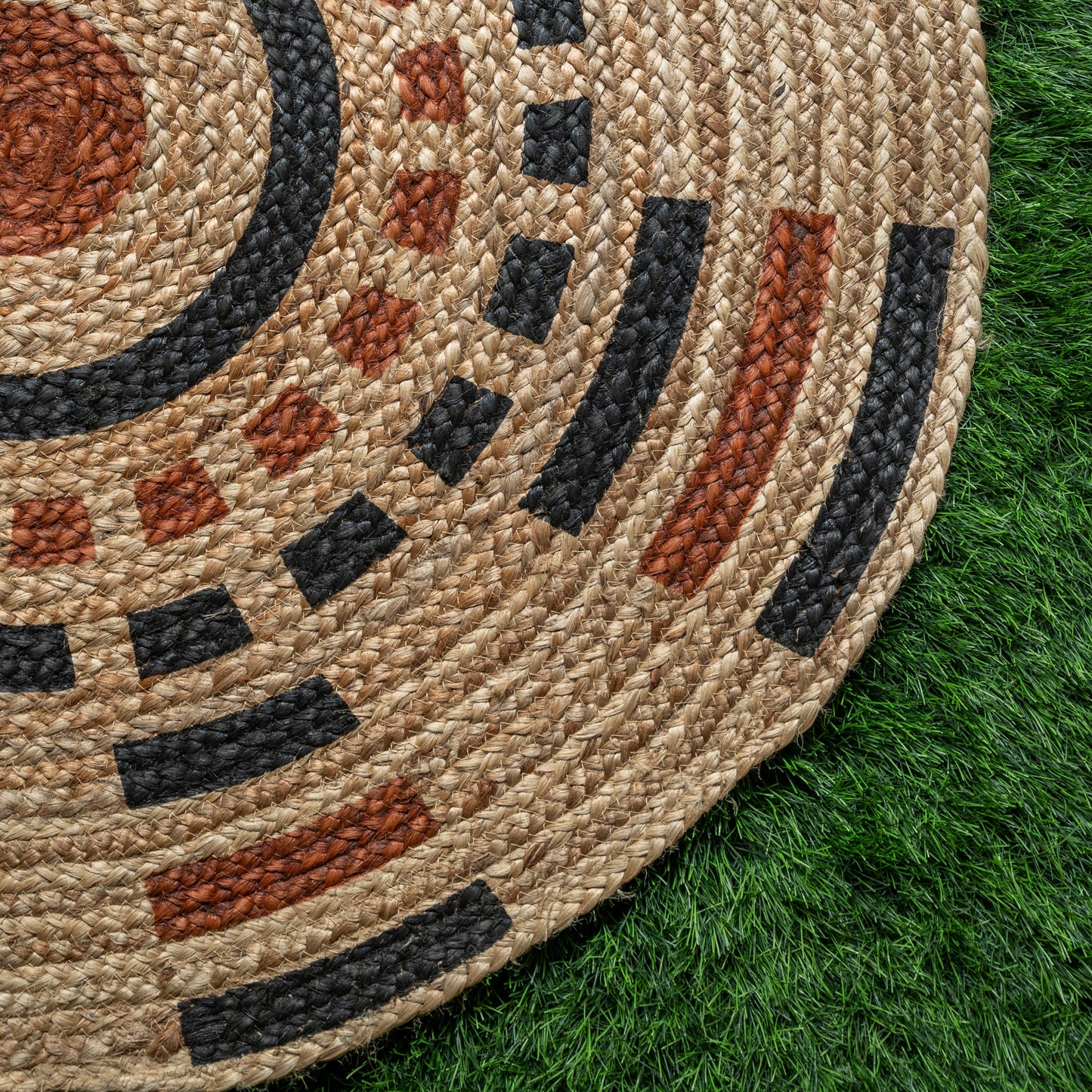 Fulani Round Printed Jute Floor Mat