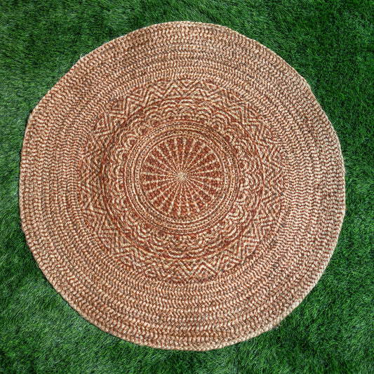 Masaai Round Printed Jute Floor Mat