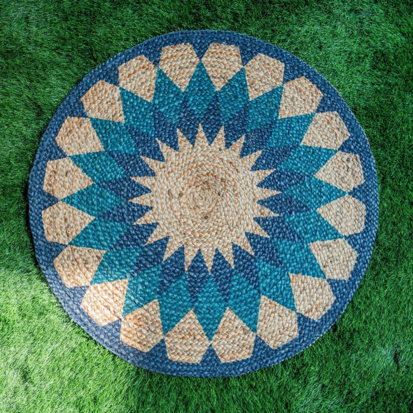 San Round Printed Jute Floor Mat