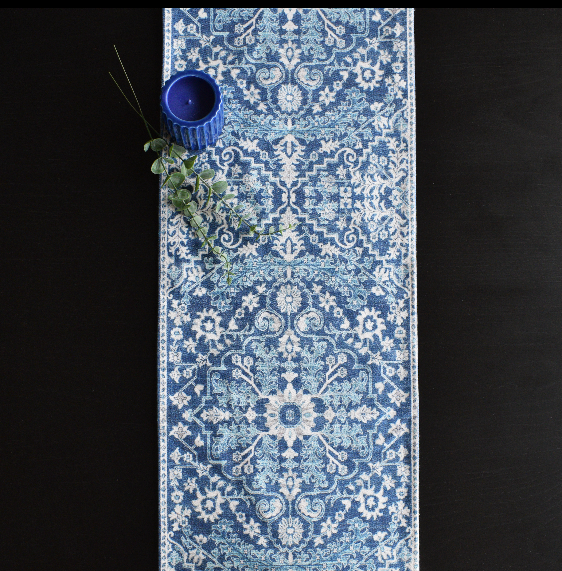 table runner 「青磁色・彩」　帯リメイク Buy Blue Surekha Kantha Cotton Table Runner Online at Fabindia