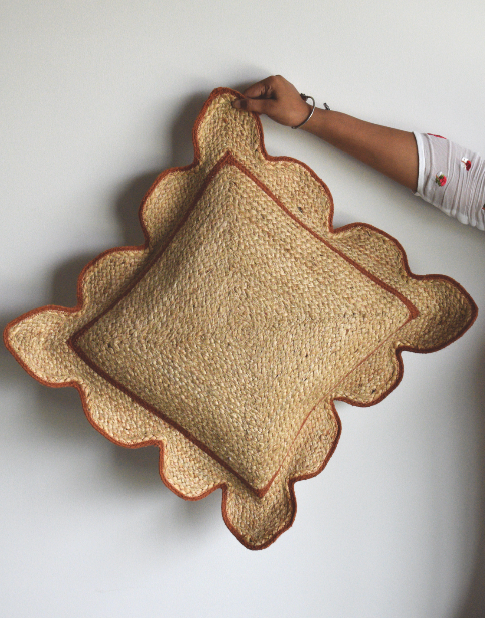 Scallop Cushion Cover (Rust)