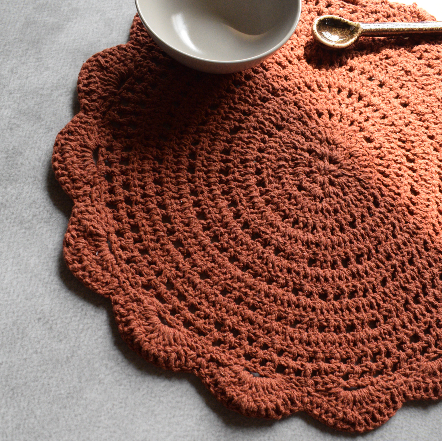 Cozy Weave Crochet Placemat - Rust