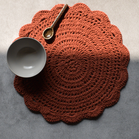 Cozy Weave Crochet Placemat - Rust